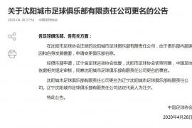 中甲升班马沈阳城市宣布 俱乐部正式更名辽宁沈阳城市足球俱乐部