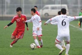 U19国青队与北京人和俱乐部进行热身赛最终1-0取胜