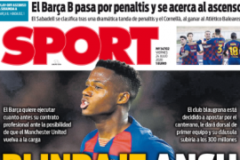 西班牙每日体育报将巴萨小将安苏法蒂放在封面