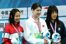 本次赛会上表现抢眼的江苏姑娘张雨霏继在两个蝶泳项目上夺冠达标