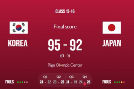 韩国男篮95-92击败男篮成为本届世界杯的倒数第二