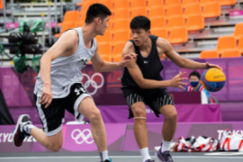 男子三人篮球国家队队员胡金秋现身东京青海城市运动公园