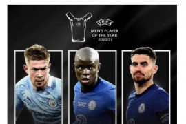 欧足联公布2020/21赛季年度最佳球员的三人候选