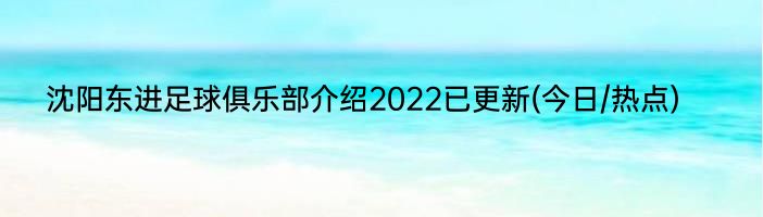 沈阳东进足球俱乐部介绍2022已更新(今日/热点)
