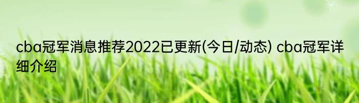 cba冠军消息推荐2022已更新(今日/动态) cba冠军详细介绍