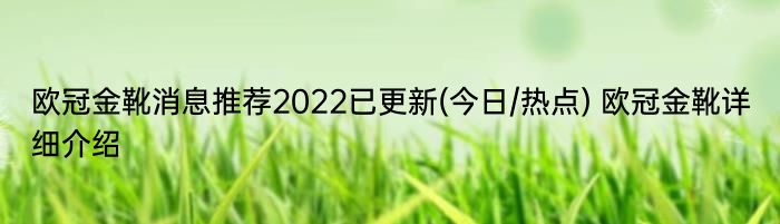 欧冠金靴消息推荐2022已更新(今日/热点) 欧冠金靴详细介绍