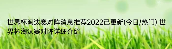 世界杯淘汰赛对阵消息推荐2022已更新(今日/热门) 世界杯淘汰赛对阵详细介绍