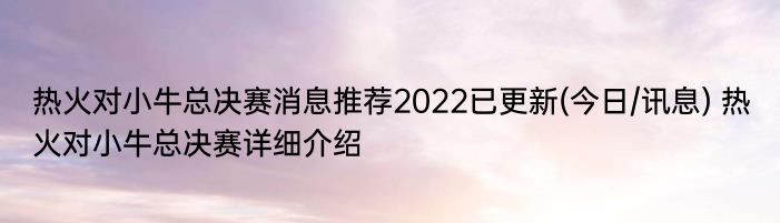 热火对小牛总决赛消息推荐2022已更新(今日/讯息) 热火对小牛总决赛详细介绍