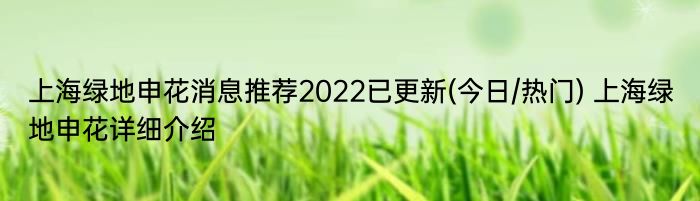 上海绿地申花消息推荐2022已更新(今日/热门) 上海绿地申花详细介绍