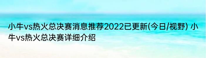 小牛vs热火总决赛消息推荐2022已更新(今日/视野) 小牛vs热火总决赛详细介绍