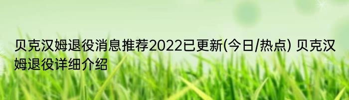 贝克汉姆退役消息推荐2022已更新(今日/热点) 贝克汉姆退役详细介绍