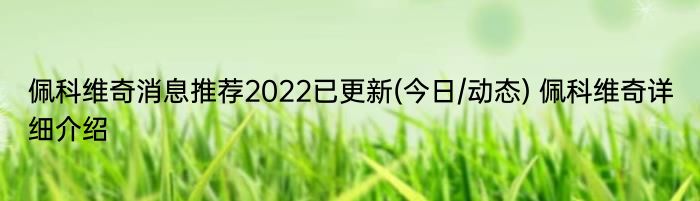 佩科维奇消息推荐2022已更新(今日/动态) 佩科维奇详细介绍