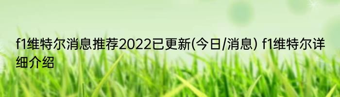 f1维特尔消息推荐2022已更新(今日/消息) f1维特尔详细介绍