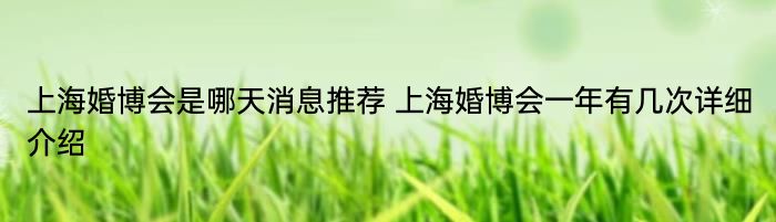 上海婚博会是哪天消息推荐 上海婚博会一年有几次详细介绍