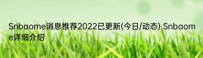Snbaome消息推荐2022已更新(今日/动态) Snbaome详细介绍