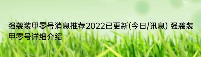 强袭装甲零号消息推荐2022已更新(今日/讯息) 强袭装甲零号详细介绍