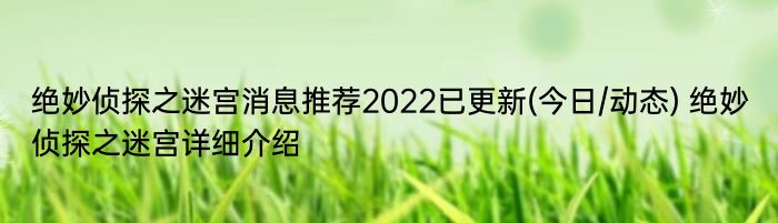 绝妙侦探之迷宫消息推荐2022已更新(今日/动态) 绝妙侦探之迷宫详细介绍