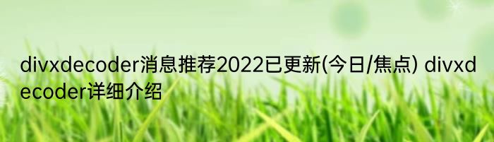divxdecoder消息推荐2022已更新(今日/焦点) divxdecoder详细介绍