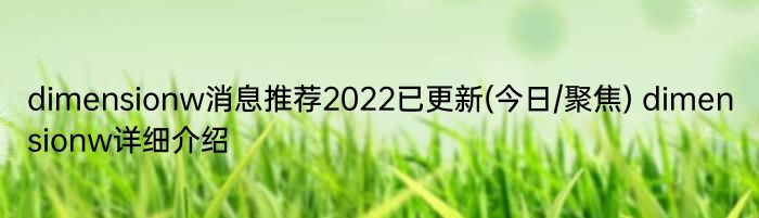 dimensionw消息推荐2022已更新(今日/聚焦) dimensionw详细介绍