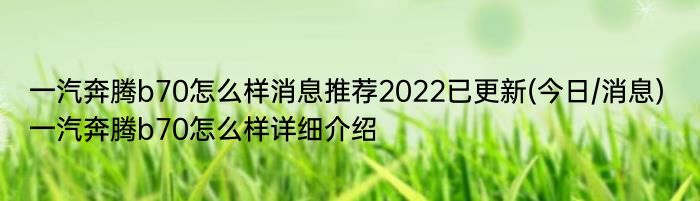 一汽奔腾b70怎么样消息推荐2022已更新(今日/消息) 一汽奔腾b70怎么样详细介绍