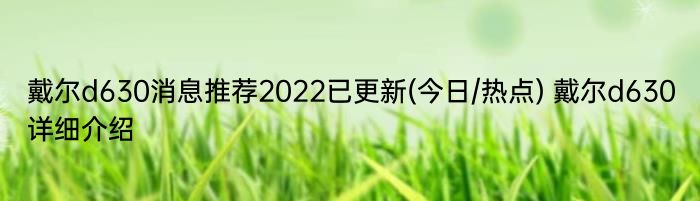 戴尔d630消息推荐2022已更新(今日/热点) 戴尔d630详细介绍
